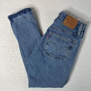 Levi's 501 S Jeans Womens 26 Blue Distressed Skinny High Rise Button Fly Denim